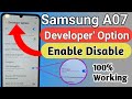 Samsung A07 Developer Option Enable // Developer Option settings