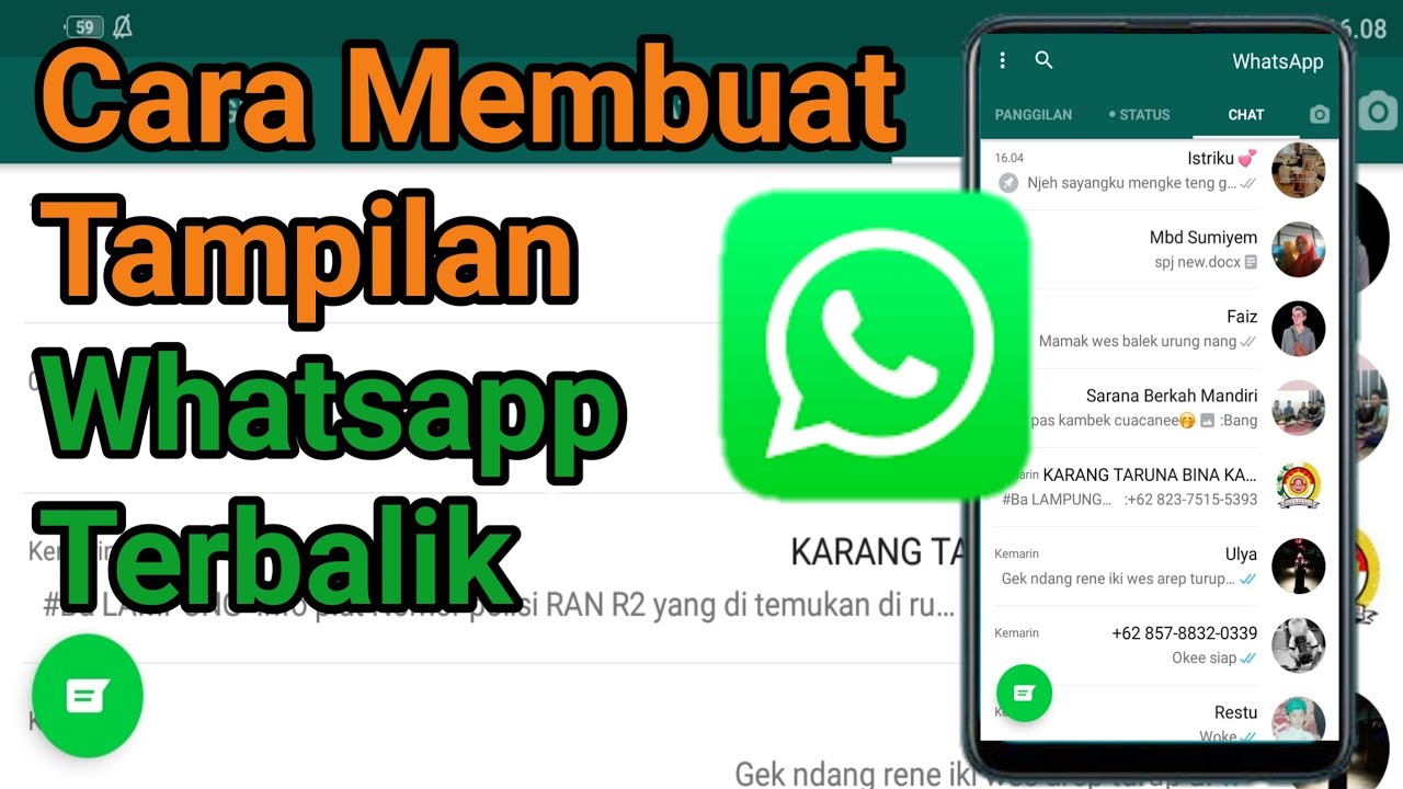 Cara Membuat Tampilan Whatsapp Terbalik - YouTube