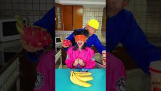 Ice cream challenge with tropical fruits and mixed food #Shorts