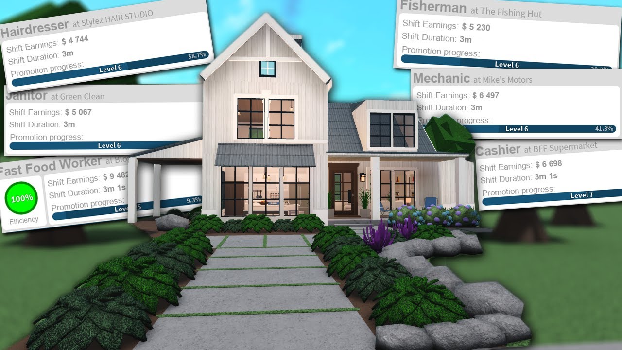 WORKING EVERY BLOXBURG JOB FOR 3 MINUTES AND BUILDING A HOUSE WITH ...