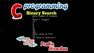 C Programming Tutorial #23,Binary search