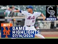 Mets vs Rockies (7/14/2024) | NY Mets Highlights | SNY