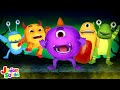 Five Little Monsters Jumping On The Bed | Halloween Scary Cartoon Videos for Kids | Spooky Rhymes