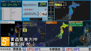 【緊急地震速報】青森県東方沖 震度5弱 M6.3