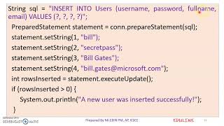 JAVA - MODULE 5 - TOPIC 8 - Creating and Executing Queries – create table, delete, insert, select