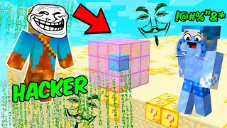 USEI HACK E MEU AMIGO FICOU MUITO BRAVO NO CUBÃO DE LUCK BLOCK TROLL