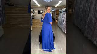 Vestido de Festa Longo Plus Size Azul Royal