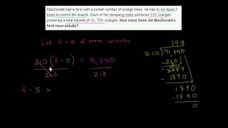 Math Grade 7 - Two step equation word problem oranges