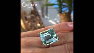 8ct Emerald Cut Aquamarine Sapphire Engagement Ring