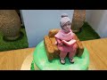 semi fondant cake with fondant grandma figure @nadiyatanvir