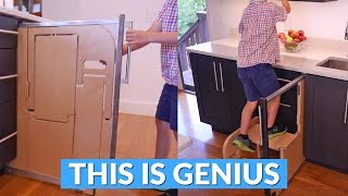 This Built-In Folding Step Stool Pulls Out From Your Cabinet