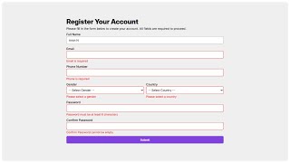 Registration Form using HTML CSS and JavaScript| Form Validation Tutorial