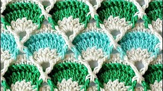 Crochet textured stitch غرزة الصدفه المغلقه بالكروشيه