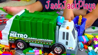 Garbage Trucks Surprise Toy UNBOXING!  Legos and Sanitation Vehicle Pretend Play | JackJackPlays