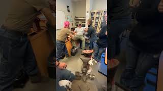 Man Falls Backwards While Demonstrating Dissection of Horse Hoof - 1537676