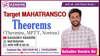 MAHATRANSCO I Theorems (Thevenins, MPTT, Nortons) By: SAHADEV KENDRE SIR