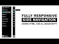 How to Create Responsive Side Navigation Bar in HTML CSS And JavaScript | Dashboard Sidebar Menu