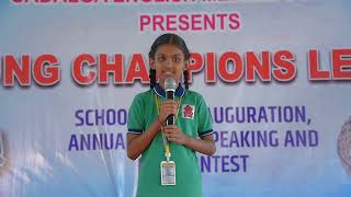 Public Speaking Contest - 3rd Prize Winner 🏆- Aliya - SEMS - Annual Public Speaking Competition