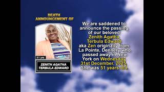 Zenith Agatha Terbula Edward ~ Short Obituary