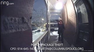 Columbus Police searching for "porch pirate" who stole package from 67-year-old