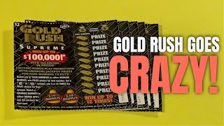 SOOD 633: 💰💰NICE WIN! 💲💲 FIVE $2 GOLD RUSH SUPREME Florida Lottery Scratch Tickets