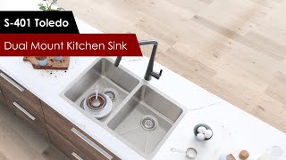 S-401 - Toledo | Dual Mount Double Bowl Stainless Steel Kitchen Sink | Stylish