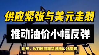 石油行情分析：供应紧张与美元走弱推动油价小幅反弹 #原油 #美元