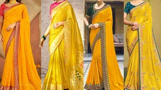 💢🍀Haldi Function Special Yellow Saree For Bridal🍀💛🍀Wedding Special Yellow Saree for Haldi Function