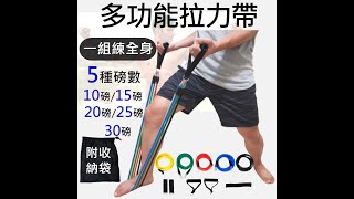 多功能拉力帶 5種彈力帶共100磅 門擋彈力帶 拉力帶Resistance Bands