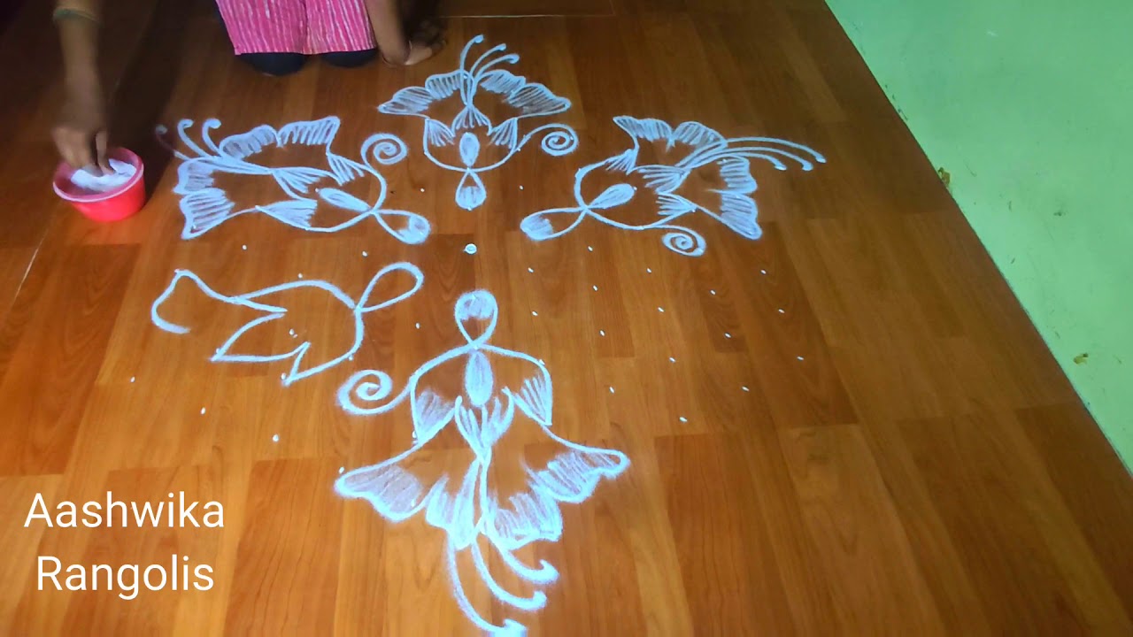 Beautiful Flower Rangoli With 11*6 Dots/attractive Rangoli Design ...