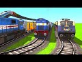 five trains passing through at two rounded u shape railroad tracks 🔺 train simulator railworks