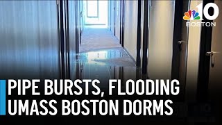 Pipe bursts, flooding dorm building at UMass Boston