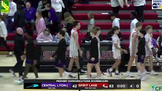 Metro Sports Livestream of Spirit lake vs Central Lyon Mens Varsity Basketball