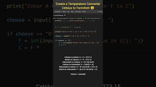 Create a temperature converter using python 😎 Celsius to Farenhite #shorts #python #pythonprojects