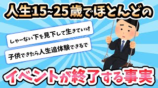 【2ch面白いスレ】人生15~25歳の間でほとんどのイベントが終了するという震える事実【ゆっくり解説】