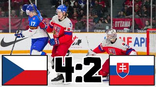 ČESKO VS SLOVENSKO MISTROVSTVÍ SVĚTA V HOKEJI U20 2025 SESTŘIH