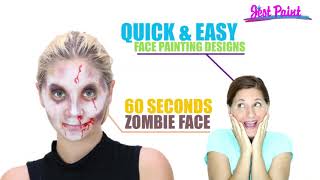 SHORT - Quick and Easy 60 Seconds Zombie Face Painting Demo - Step by Step