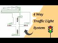 4 Way Traffic Light System using Logic Gates and Flip Flops