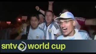 Argentina and Bosnia fans react to opening match