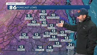 Temps below freezing to end Monday