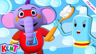 Routine mattutina con Kent elefante | Fun Learning Videos for Kids in Italian | Cartoni Animati