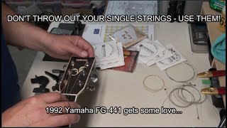 Use Up Those Loose Single Strings in your Drawer! A 1992 Yamaha FG 441 Acoustic Gets Some Love...