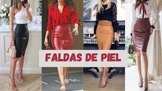 LAS FALDAS DE PIEL Y POLIPIEL DE MODA🤩 FASHION LEATHER SKIRTS😘MODA EN FALDAS 2020-2021