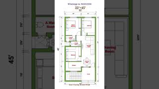 22×45 House Plan || 22×45 House Design || 22×45 Floor Plan || #floorplan #houseplan #shorts