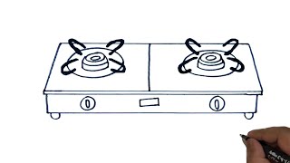 How to draw a Stove easy and step by step