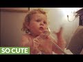 Sweet Little Girl Adorably Rambles On The Telephone