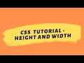 CSS Tutorial 2020 | Height And Width
