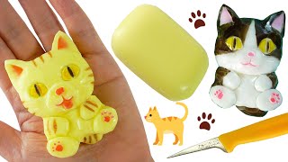 SOAP CARVING | CAT | Tutorial |Free Template | Stop Motion | Satisfying | Cute |