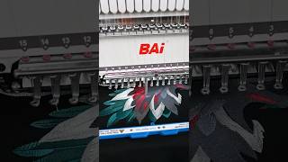 Embroidering a 110000 stitch design on a BAi embroidery machine. #embroidery #shorts