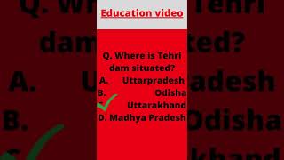 where is Tehri dam situated education general knowledge#shorts